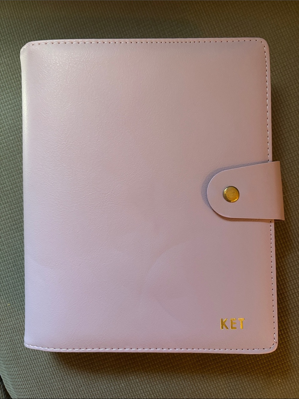Erin Condren A5 Light Blush Life Planner Cover. Initials KET in gold